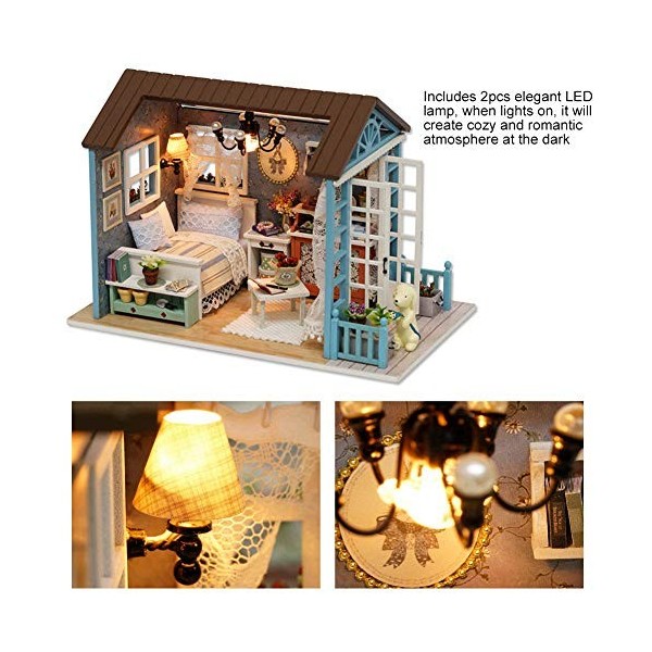 BuyWeek Maison De Poupée Miniature en Bois, Kit De Maison Miniature DIY, Meubles De Maison De Poupée en Bois, Kit De Jouets a