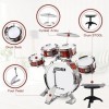 m zimoon Kit De Batterie Jazz Pour Enfants, 5 Tambours Avec Tabouret DéButants Instrument Musique à Batteries Et Percussions 