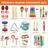 Purpledi 33PCS Instruments de Musique pour Enfants, Instrument Percussion Enfant Jouets Musicaux Bois de lenfant avec Xyloph