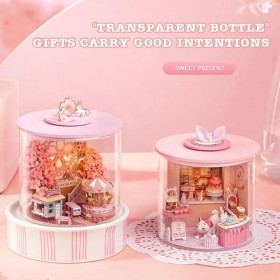 Casa Maison de poupée miniature en bois Kit de construction avec anniversaire pour filles Villa Cadeaux Jouets