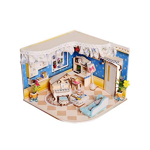 XLZSP Maison de poupée miniature à monter soi-même - Kit de construction en bois - Jouets de construction en bois - Cadeaux d