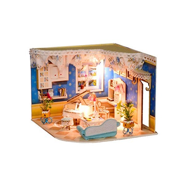 XLZSP Maison de poupée miniature à monter soi-même - Kit de construction en bois - Jouets de construction en bois - Cadeaux d