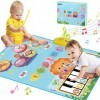 Lobyoh Jouets pour bébé 1 an, Tapis de Musique 2 en 1 Et Jouet de Batterie pour Tout-Petits, Cadeaux Éducatifs pour Garçons e