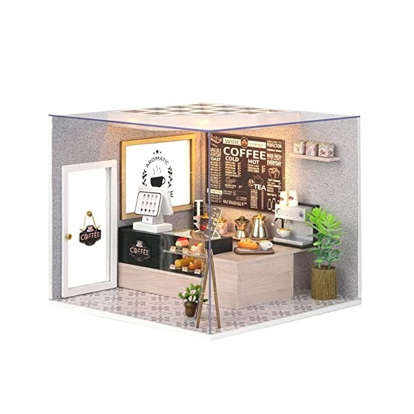 Creative Room Shop Maison de poupée miniature avec housse anti-poussière et meubles, kit de maison de poupée à faire soi-même