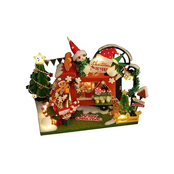 luckiner Kit de maison de poupée miniature à faire soi-même avec guirlande lumineuse et boîte cadeau