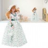 1:12 Miniature Porcelaine Poupée Robe Verte Femmes Figures Dame Poupée Élégante Maison De Poupée Artisanat Accessoire Oeuvre 