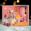 Maison de poupée miniature à faire soi-même, maison de poupée miniature avec lumière LED, cadeaux pour amis et parents, heure