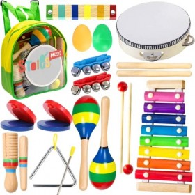Stoies Instrument de Musique Bebe Set Instrument de Musique Enfant Batterie en Bois Kit Instrument de Musique Enfant 3, 5 An