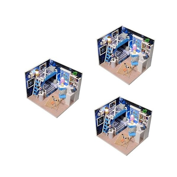 Totority Bricolage Maison en Bois Mini Mini Maison Maison De Poupée Mini Maison Kits Modèle 3D Accessoires Bambou Tridimensio