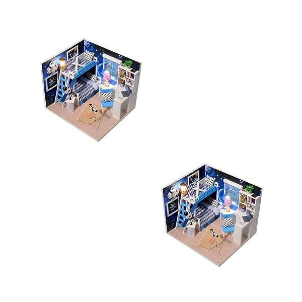 Totority Bricolage Maison en Bois Mini Mini Maison Maison De Poupée Mini Maison Kits Modèle 3D Accessoires Bambou Tridimensio