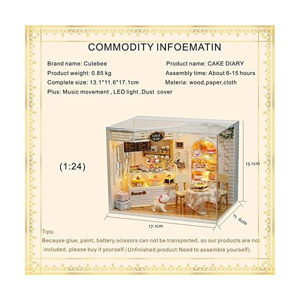 CUTEBEE Miniature avec des Meubles de Maison de poupée, kit DIY Dollhouse en Bois Ainsi Que la, 1:24 Salle créative pour lid