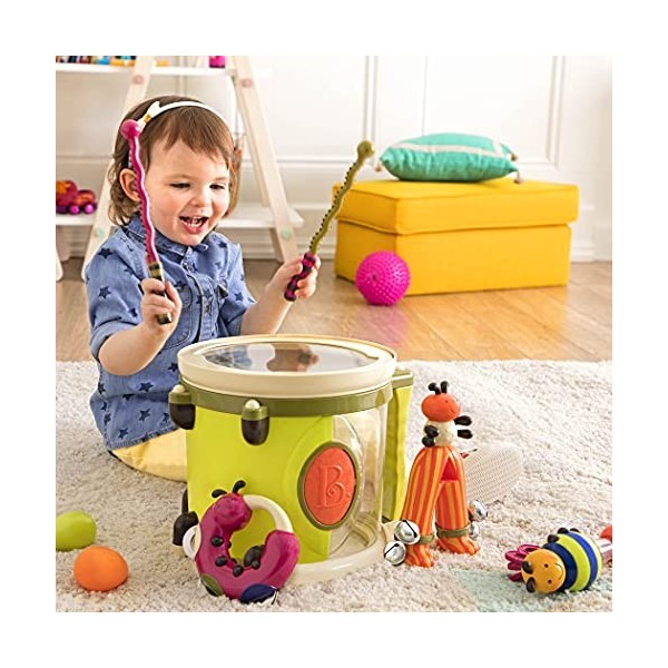 B.- Parum PUM – Batterie pour Enfant avec 7 Instruments musicaux-18 Mois et Plus 7 Articles , BX1007Z, Multicolore