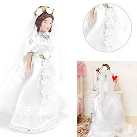 Mariée de Maison de Poupée, Femme de Maison de Poupée Miniature en Porcelaine à Léchelle 1:12 en Costume de Mariage Décorati