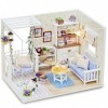 Yinuoday Maison de poupée miniature avec meuble, maison de poupée en bois avec LED DIY Mini maison de poupée plus antipoussiè