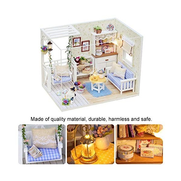 Yinuoday Maison de poupée miniature avec meuble, maison de poupée en bois avec LED DIY Mini maison de poupée plus antipoussiè