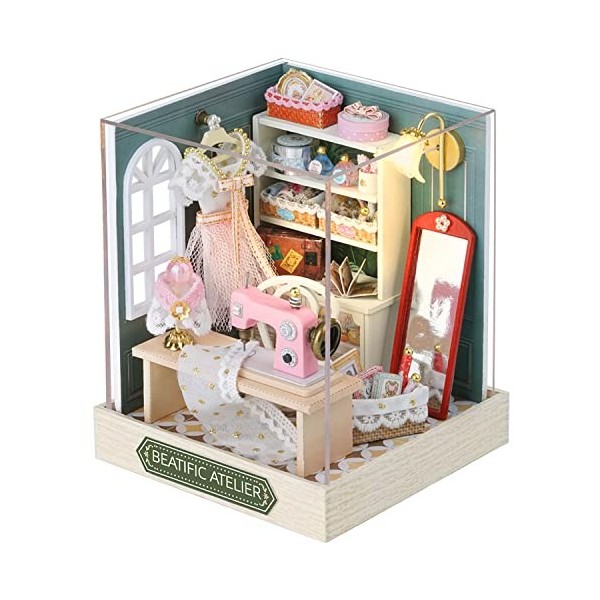 CUTEROOM DIY Mini Dollhouse Wooden Furniture Kit, Maison Petite Maison avec boîte à Musique pour Assembler Jouets Cadeaux da