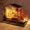 WonDrtherC Restaurant Japonais Miniature en Bois Maison de poupée Kit Miniature Maison Cuisine Jouets éducatifs Puzzle garçon