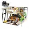 WonDerfulC Kit de maison de poupée de jouet dassemblage de loft moderne, modèle de maison de poupée miniature en bois 3D ave