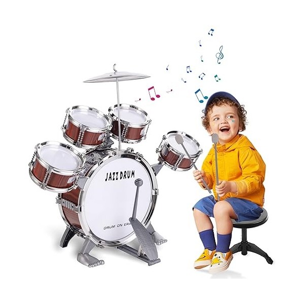 Kit De Batterie Jazz pour Enfants 5 Tambours avec Tabouret DéButants  Instrument Musique à Batteries Et Percussions Vacances J [34] - Cdiscount