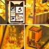 erhumama DIY Miniature Dessert Sushi Shop avec meubles Lumière LED Magasin en bois Maison de poupée Assemblage Puzzle Cadeau 