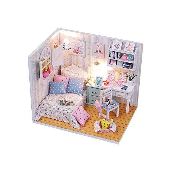 luckiner Kit de bricolage pour chambre de poupée, maison de poupée miniature avec kit de meubles, modèle de maison de montage