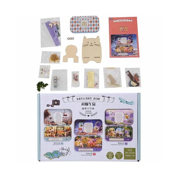 01 02 015 Kit de Maison Miniature, kit de Maison de poupée Bricolage décoratif à Piles Exquis pour Le Cadeau de la Saint-Vale