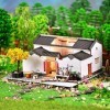 WonDerfulC Kit de maison de poupée miniature style chinois avec mur blanc et carreaux gris pour adultes