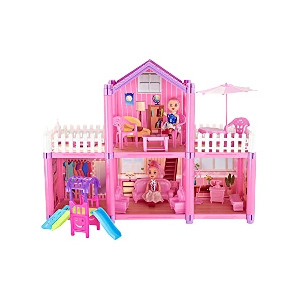 Uposao 105Pcs Maison De Poupée Jouet Jouet De Construction De Château De Princesse Rose Mini Simulation Maison Ensemble Dass