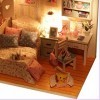 luckiner Kit de bricolage lumineux pour maison avec meubles miniatures, kit mignon pour maison de poupée 3D