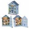 Kit de Maison de poupée Miniature de Meubles en Bois Bricolage Maison de poupée avec LED Chambre créative, Cadeau Adulte Adol
