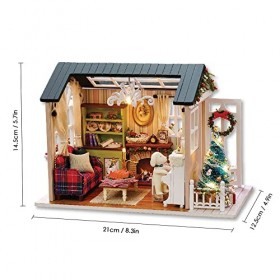 Irfora Boîte de Rangement pour poupées en Bois, Christmas Miniature Dollhouse Kit réalistique Mini 3D House House en Bois Cra