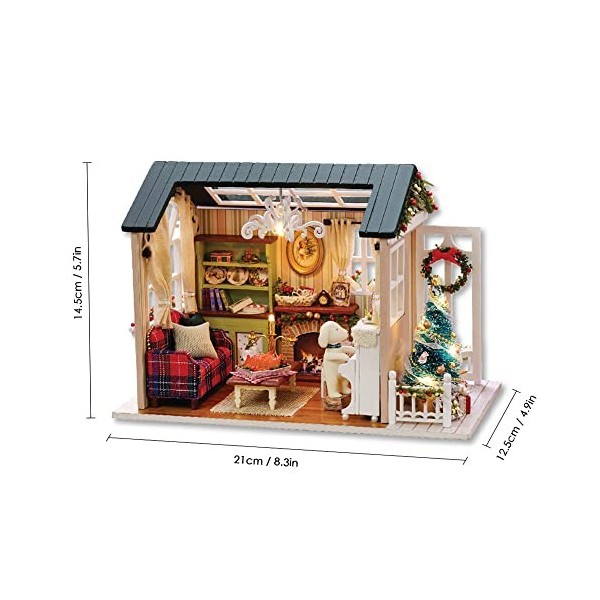 Irfora Boîte de Rangement pour poupées en Bois, Christmas Miniature Dollhouse Kit réalistique Mini 3D House House en Bois Cra