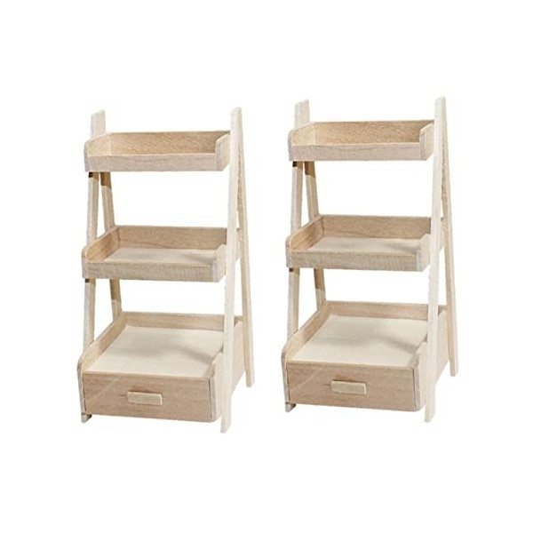 Toyvian 2 Pièces Maison De Poupée Support Multifonctionnel Maquette Accessoires De Décoration Intérieure Étagère De Rangement