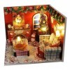 Fiorky Kit de Meubles Miniatures en Bois pour Chambre de poupée - Noël en Bois avec Housse de Protection et Accessoires - Kit