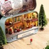 Pssopp Maison en Bois Bricolage avec Lumières LED, Accessoires de Meubles, Thème Nostalgique pour Maison Miniature de Poupées