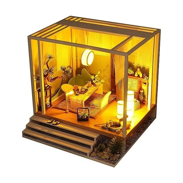 Kit De Maison Poupée Miniature DIY, Kit Petite Maison À Léchelle 1:24 Avec Lumière LED Maison En Bois Assemblée À La Main Po