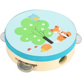 Small Foot-10721 Tambourin Petit Renard en Bois, Instrument de Musique adapté aux Enfants pour développer Le Sens du Rythme J