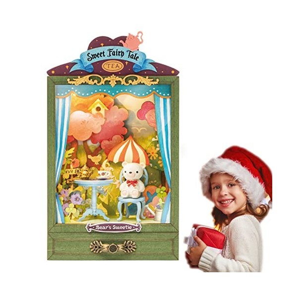 Aibyks Mini poupée | Kit Maison Miniature poupée | Pièce créative série Jardin Conseil en Bois avec des Meubles et la lumière