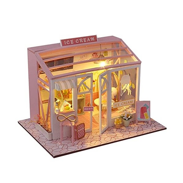 Maison de poupée Miniature de Style Japonais avec Meubles - Maison de poupée en Bois - Maison créative avec lumière LED Saku