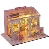 Maison de poupée Miniature de Style Japonais avec Meubles - Maison de poupée en Bois - Maison créative avec lumière LED Saku