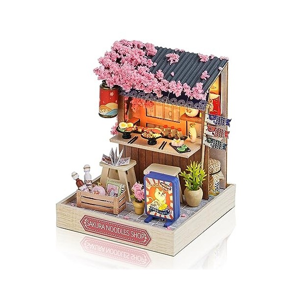 Cuteefun DIY Maison de Poupée Miniature, Maquette Maison Miniature pour Construire en Kit avec Meubles Anti-Poussière, Cadeau