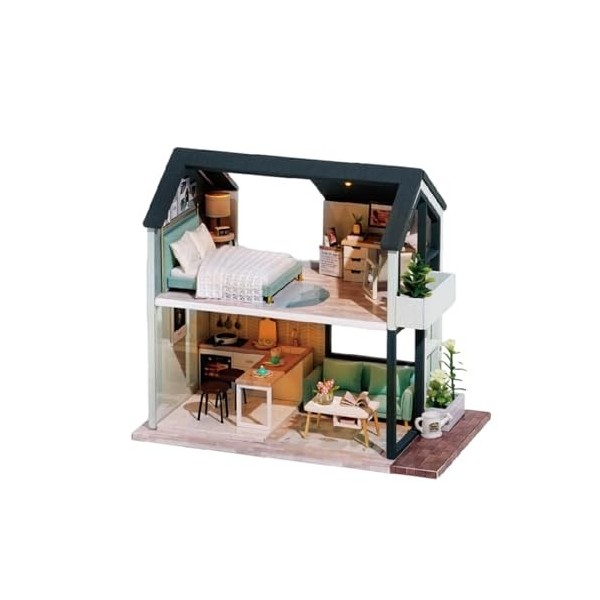 DSOUWEH Kit de Maisons de poupées Miniatures à Monter soi-même, Jouet éducatif et Multifonctionnel adapté Enfants, Maison de 