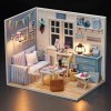 Miniature avec des Meubles de Maison de Poupée,Modèles Dassemblage de Chambre à Coucher de Simulation de Maison de Poupée en