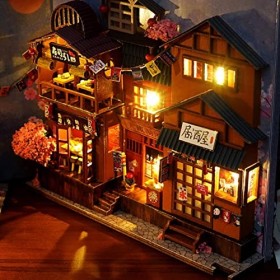 Jimtuze Kit de Maison de poupée Miniature Bricolage,Modèle de Rue Japonais | Accessoires dassemblage à la Main pour Noël, No