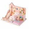 Natudeco Kit de Maison de poupée Miniature Bricolage Maisons de poupée en Bois pour Petites Filles pièces de modèle dassembl