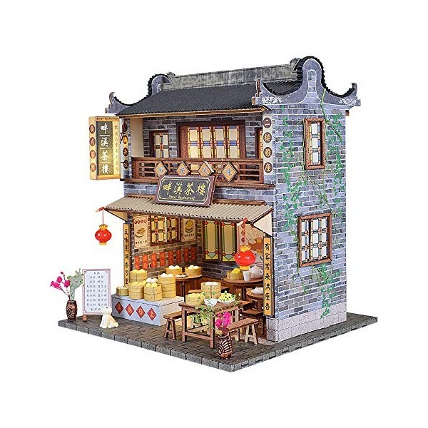 XLZSP Maison de poupée chinoise 3D faite à la main - Architecture ancienne - Mini maison en bois - Maison de poupée miniature