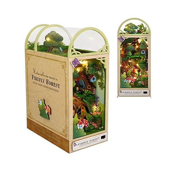 DIY Livre Nook Forme Maison de Poupée Kit Verre Forêt Maison Artisanat Cadeau Puzzle Jouet Miniature Maison de Poupée avec LE