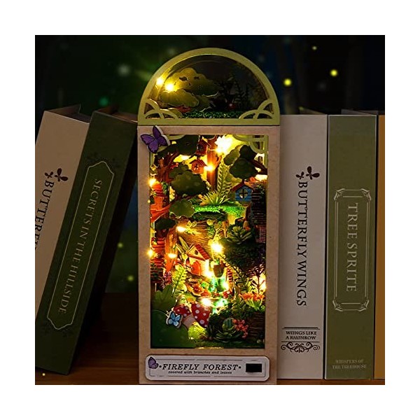 DIY Livre Nook Forme Maison de Poupée Kit Verre Forêt Maison Artisanat Cadeau Puzzle Jouet Miniature Maison de Poupée avec LE