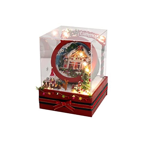 Kit de Maison de Poupée de Noël Kit de Modèle de Mini Maison pour La Décoration Darmoire à La Maison