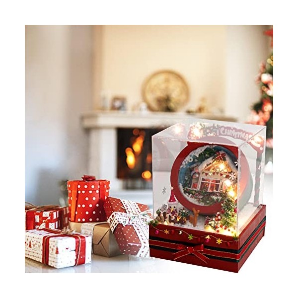 Kit de Maison de Poupée de Noël Kit de Modèle de Mini Maison pour La Décoration Darmoire à La Maison